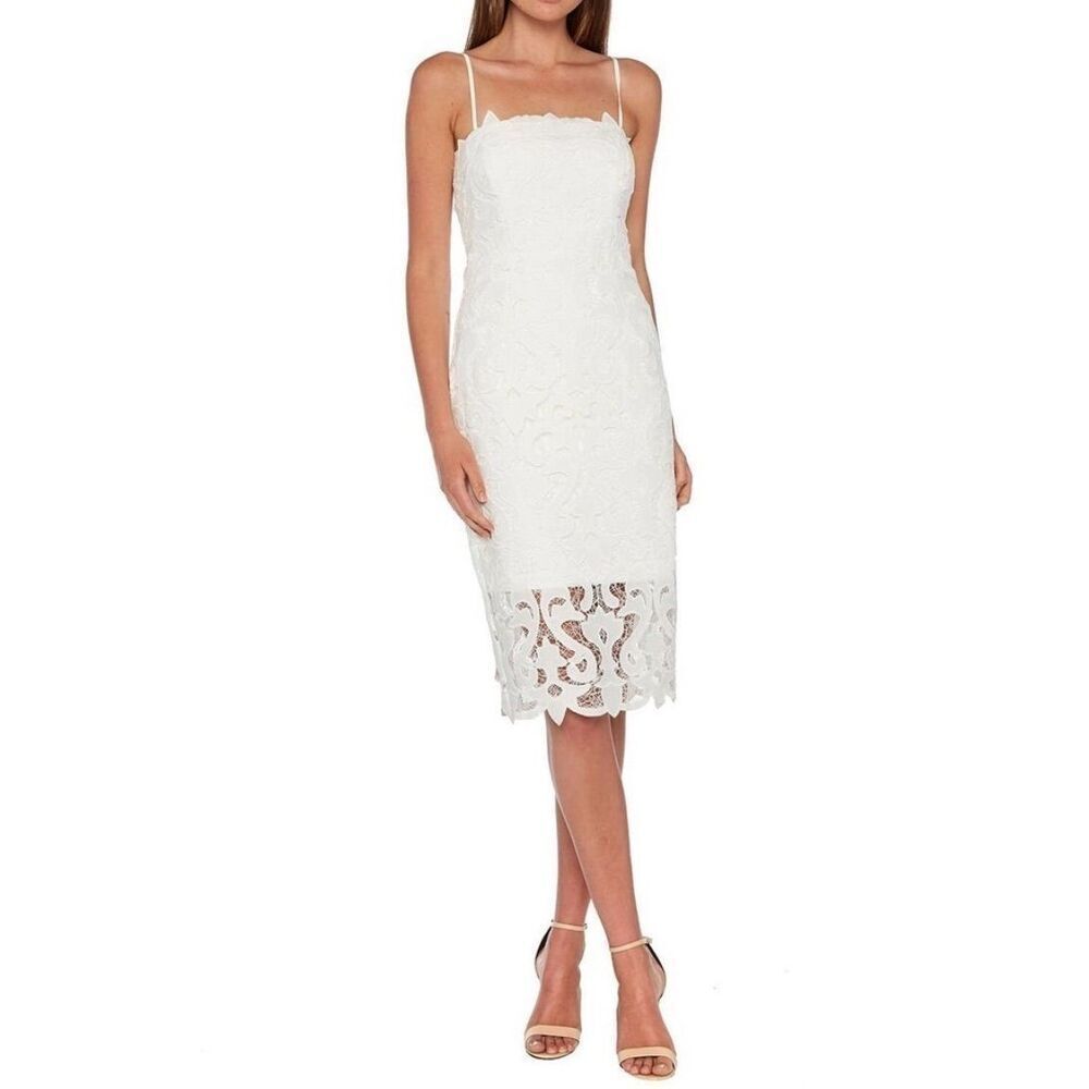 Nearly New! Bardot Lina White Lace Spaghetti Strap/Strapless Midi Dress - Med/8